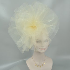 Kentucky Derby Hat Wedding crinoline Fascinator on Headband Women’s  Tea Party Hat, Church Hat, wedding hat Cocktail Hat Off White/ Cream