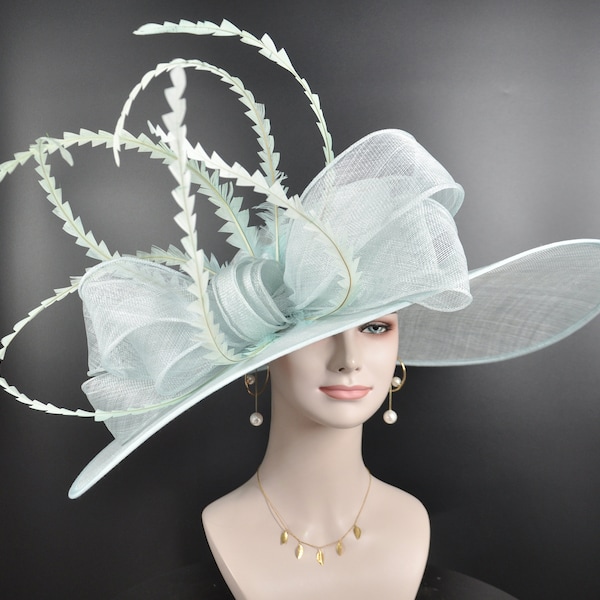 22089 Powder Blue+More colors Options Royal Ascot Horse Race Oaks day hat Carriage Tea Party Wedding Kentucky Derby Hat Party Hat