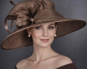 Mocha Brown Fascinator Tea Party Hat Church Hat Derby Hat  display picture 3