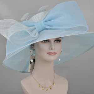 Powder Blue  Kentucky Derby Hat, Church Hat, Wedding Hat, Easter Hat, Tea Party Hat Wide Brim Royal Ascot Horse Race Oaks day hat