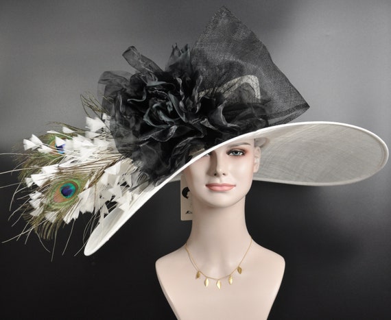 Wide Brim Silk Feather Hat 1920s Pink and Black Silk Velvet Feather Hat - Etsy main image 2