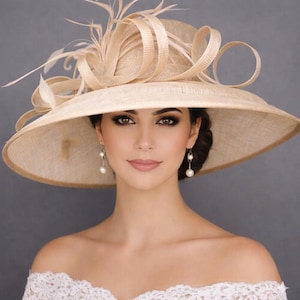 Wide Brim Derbyfloppy Sinamay Hat With Flowers Millinery 