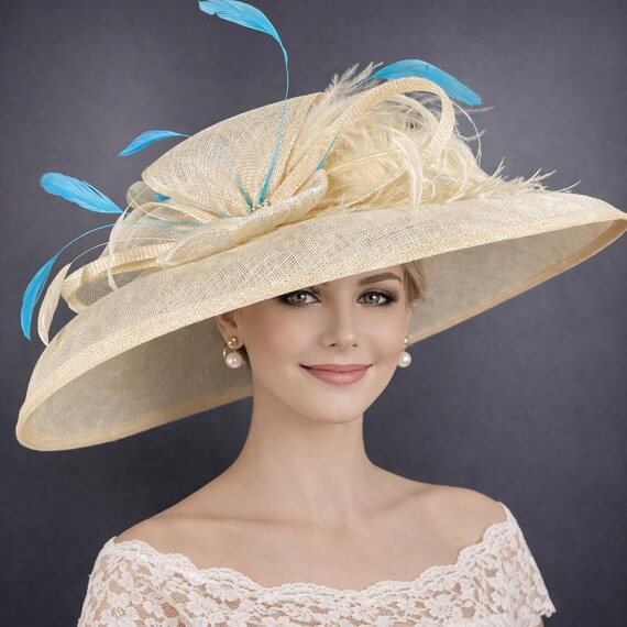 Wide Brim Kentucky Derby Hat, Ascot Hat for Wedding & Tea  display picture 3
