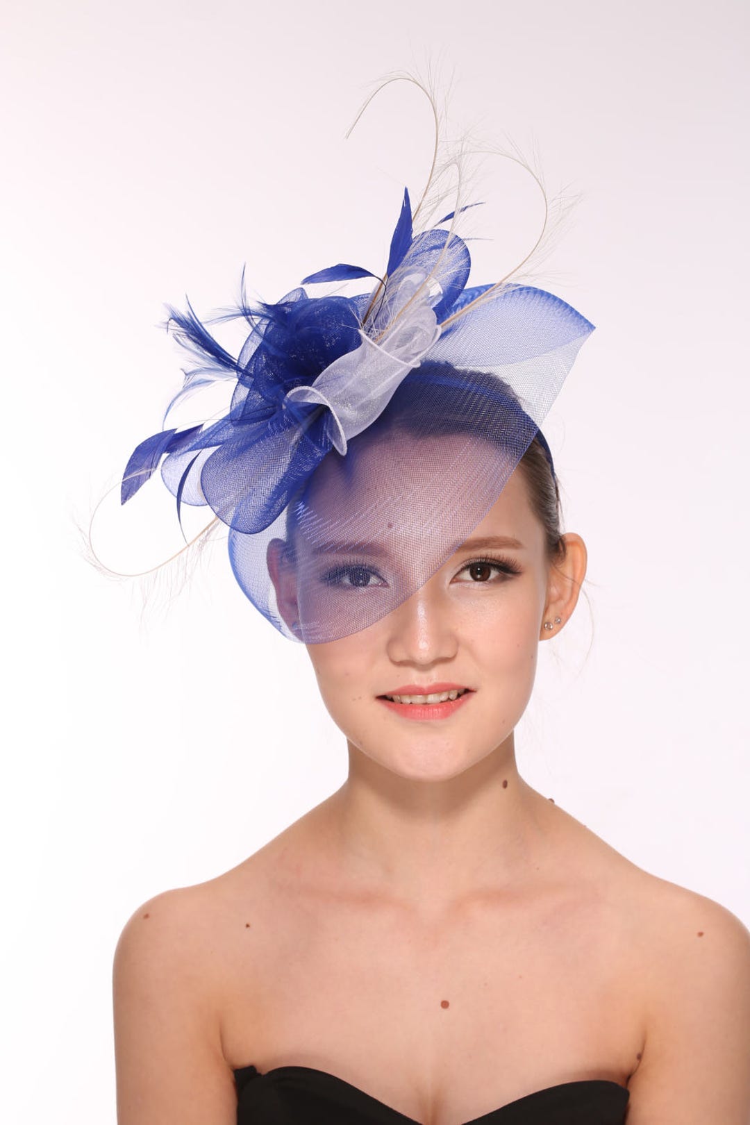 Derbywedding Feather Floral Organza Headband Fascinator Hat  display picture 1