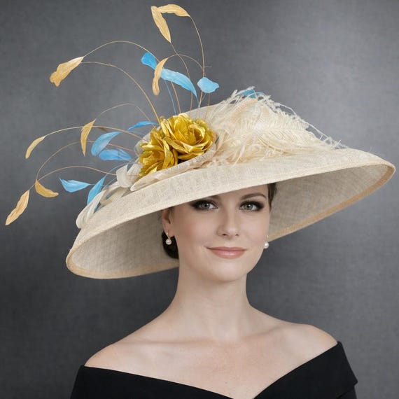 Wide Brim Kentucky Derby Hat, Ascot Hat for Wedding & Tea  display picture 1