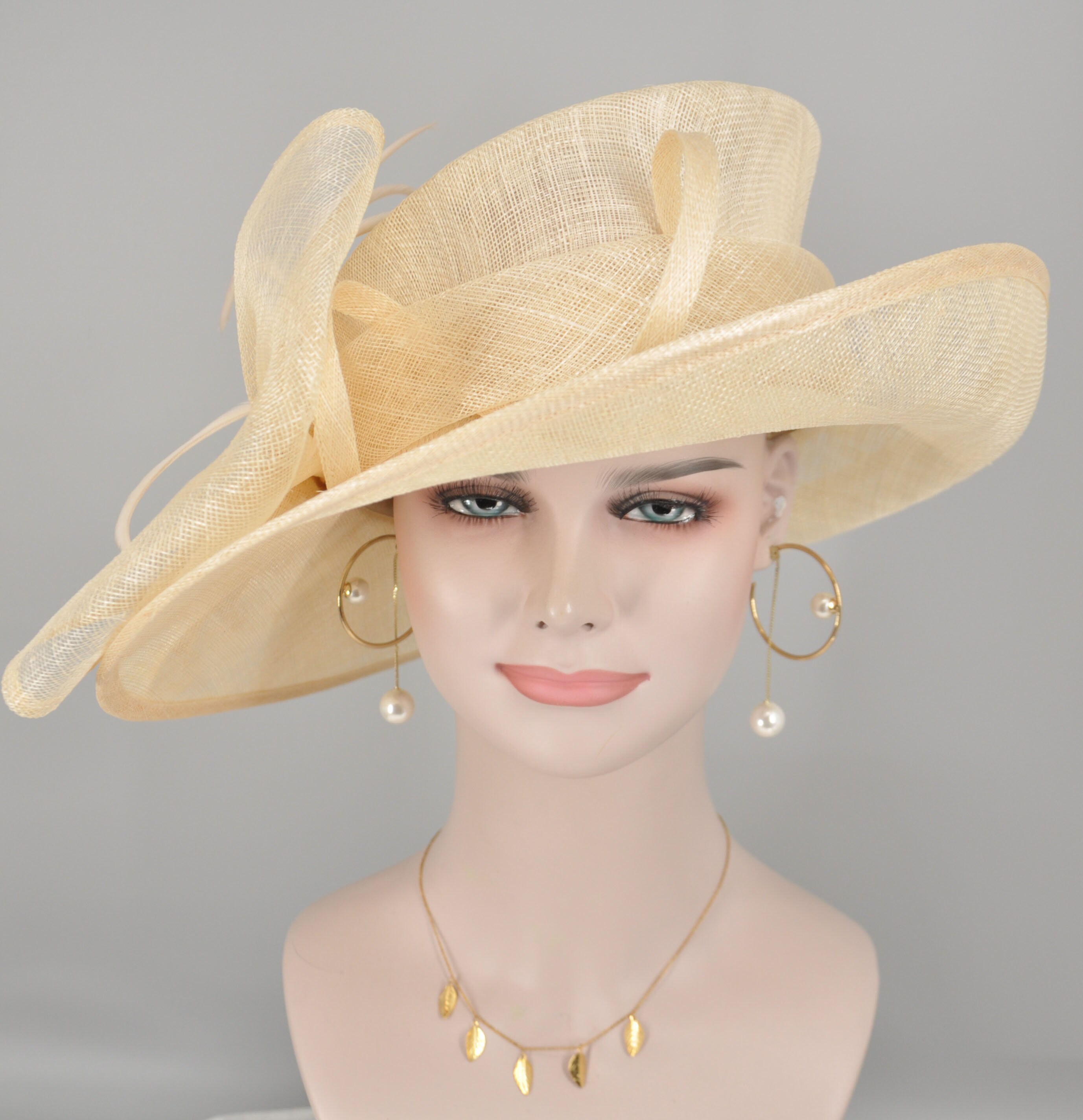 Wide Brim Derbyfloppy Sinamay Hat With Flowers Millinery 