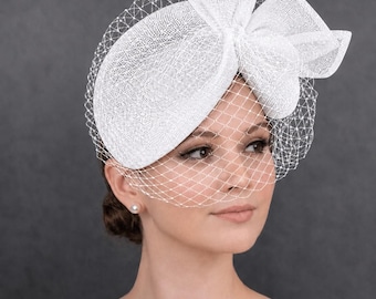 Elegant Bridal Straw Fascinator Hat with Veil Church Tea Party Headpiece Lady Tea Party Fascinator Headwear w/ Veil Flower Cocktail  main image 4