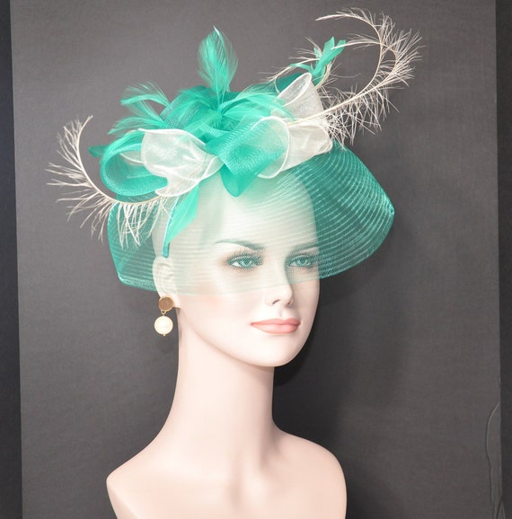 Derbywedding Feather Floral Organza Headband Fascinator Hat 