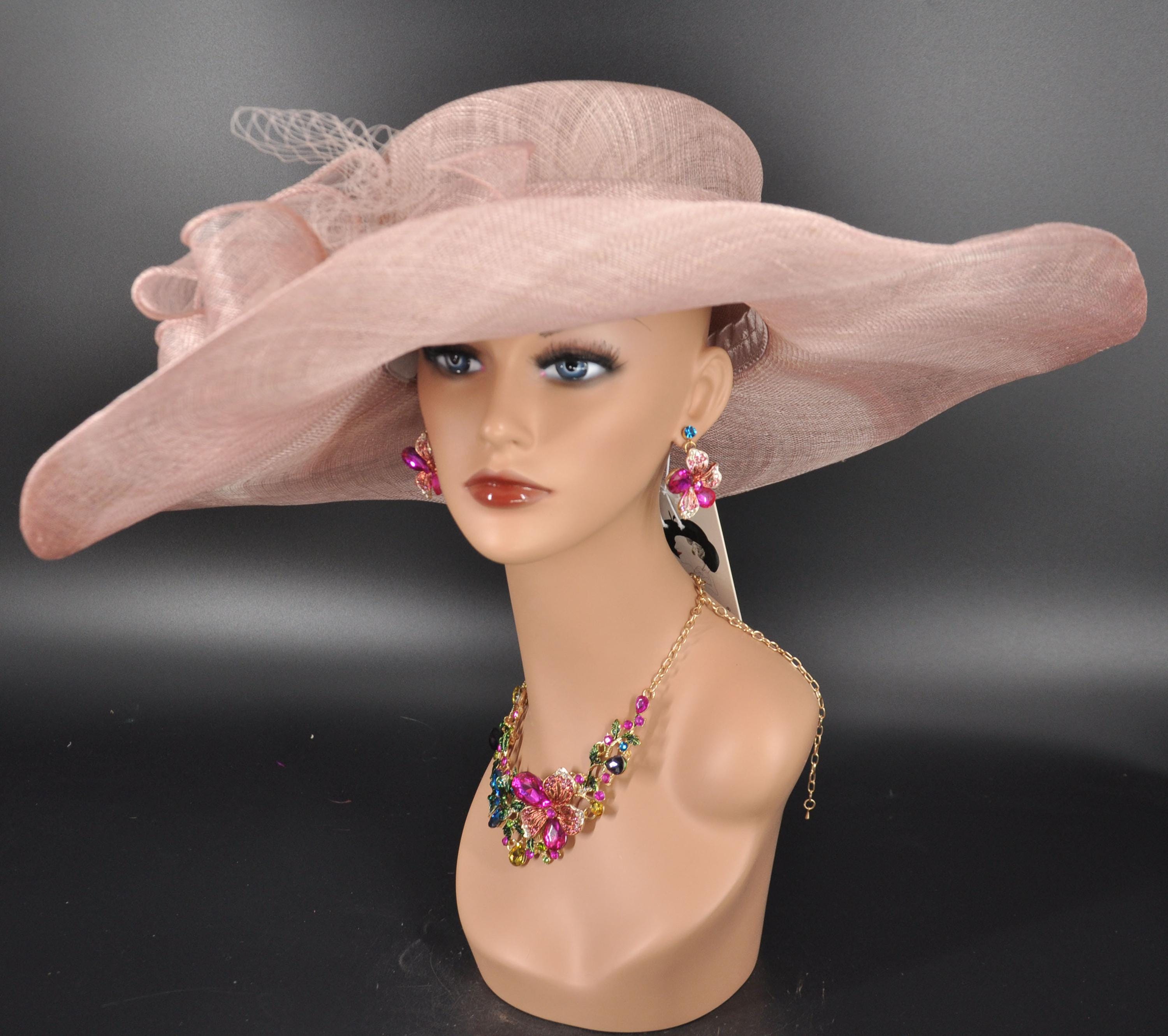 Frank Olive Dusty Rose Pink Church/Kentucky Derby Hat Kentucky Derby Hat, Kentucky Oaks Hat, Dusty Pink Rose Hat  main image 2