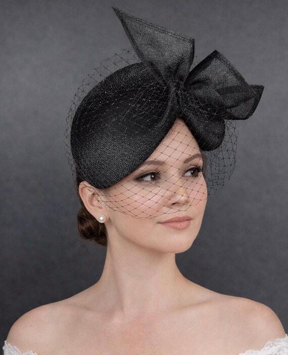 Elegant Black Sinamay Fascinator: Sculpted Bow Derby Hat - Etsy display picture 3