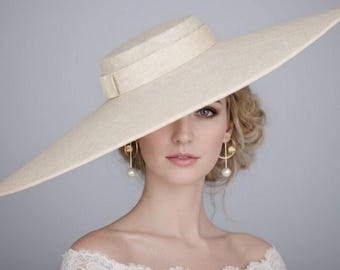 Wide Brim Kentucky Derby Hat, Ascot Hat for Wedding & Tea Party, Garden Party Hat, Mother of the Bride, Church