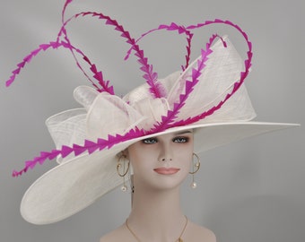 22089 White +More colors Royal Ascot Horse Race Oaks day hat Carriage Tea Party Wedding Kentucky Derby Hat Party Hat