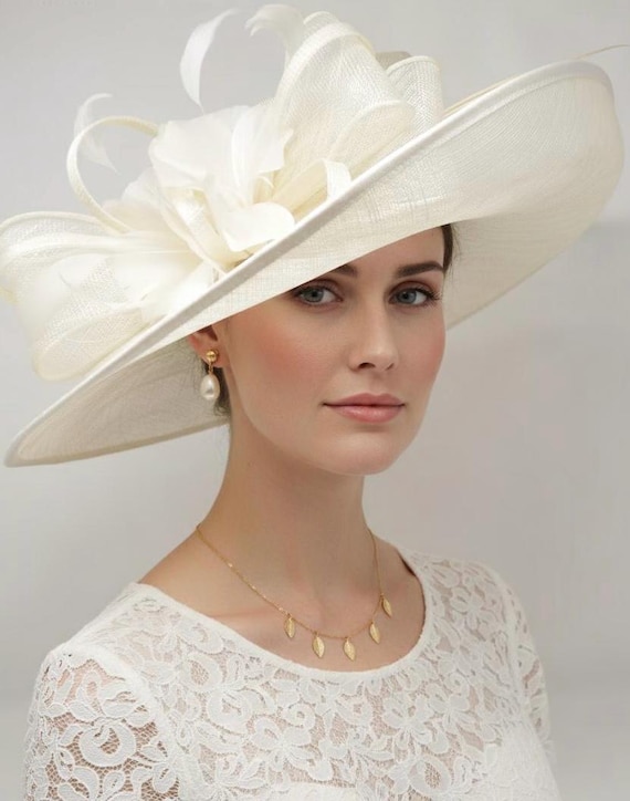 Dafunna Donne Cappello Tesa Larga Pieghevole Organza Cappello Di Estate Floreale Elegante Pieghevole Matrimonio Chiesa Derby