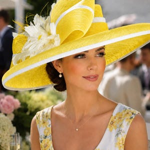 Elegant Ladies Yellow Embroidered/Rhinestone Church Hat Wholesale church hats rhinestones-Buy Best church hats  main image 4