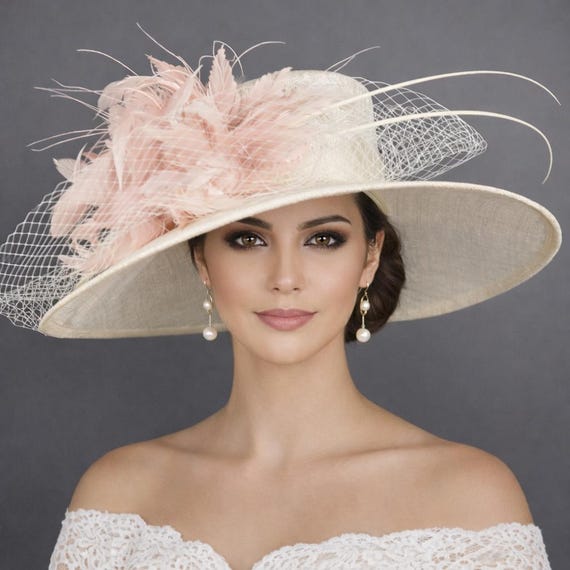 CHARM\'S *NWT* Hat CHURCH/KENTUCKY DERBY/WEDDING Beaded Bow Ivory/Off White M22019 ( Ivory ) Kentucky Derby hat Church hat Wedding hat  main image 4