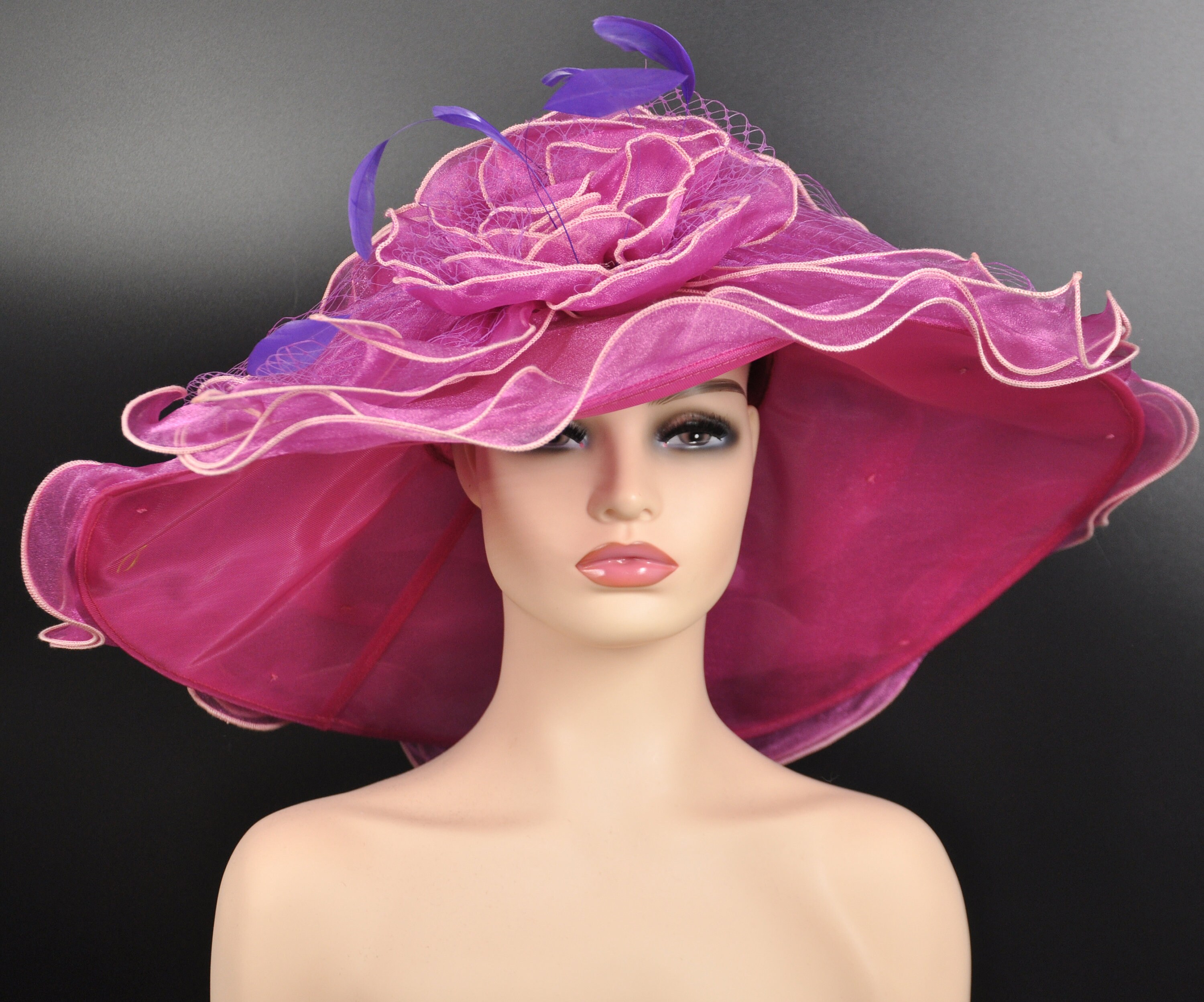 Elegant Purple Women\'s Hat Bow Feather Details KY Derby Tea Church Formal il_fullxfull.7350870496_iy7s.jpg main image 2