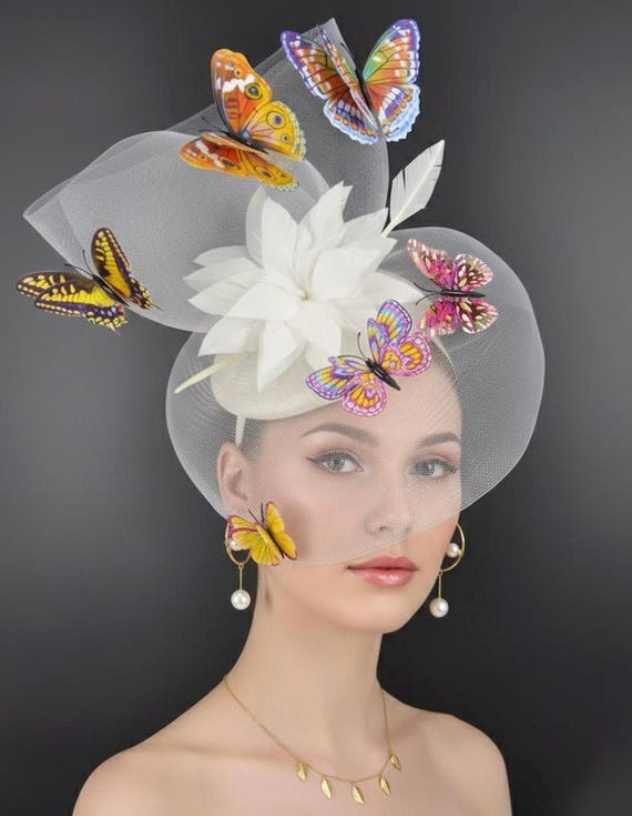 Gold Satin Flower Sinamay Fascinator Hat with by HettieSilovitz