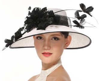 Black and White Feather Derby Day Hat Kentucky Derby Races  display picture 3