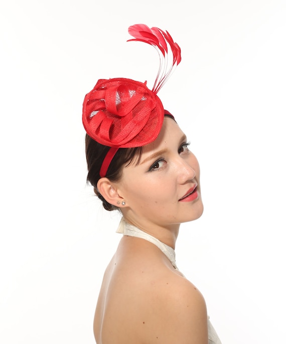 Loop Fascinator Hat for Weddings,church Tea Party Red - Etsy display picture 3