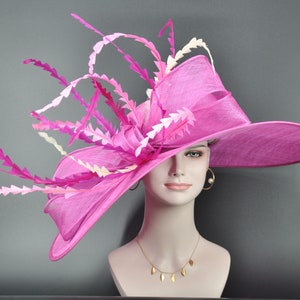 22089 Fuchsia/Hot Pink+The Colors You Need Royal Ascot Horse Race Oaks day hat Carriage Tea Party Wedding Kentucky Derby Hat Party Hat