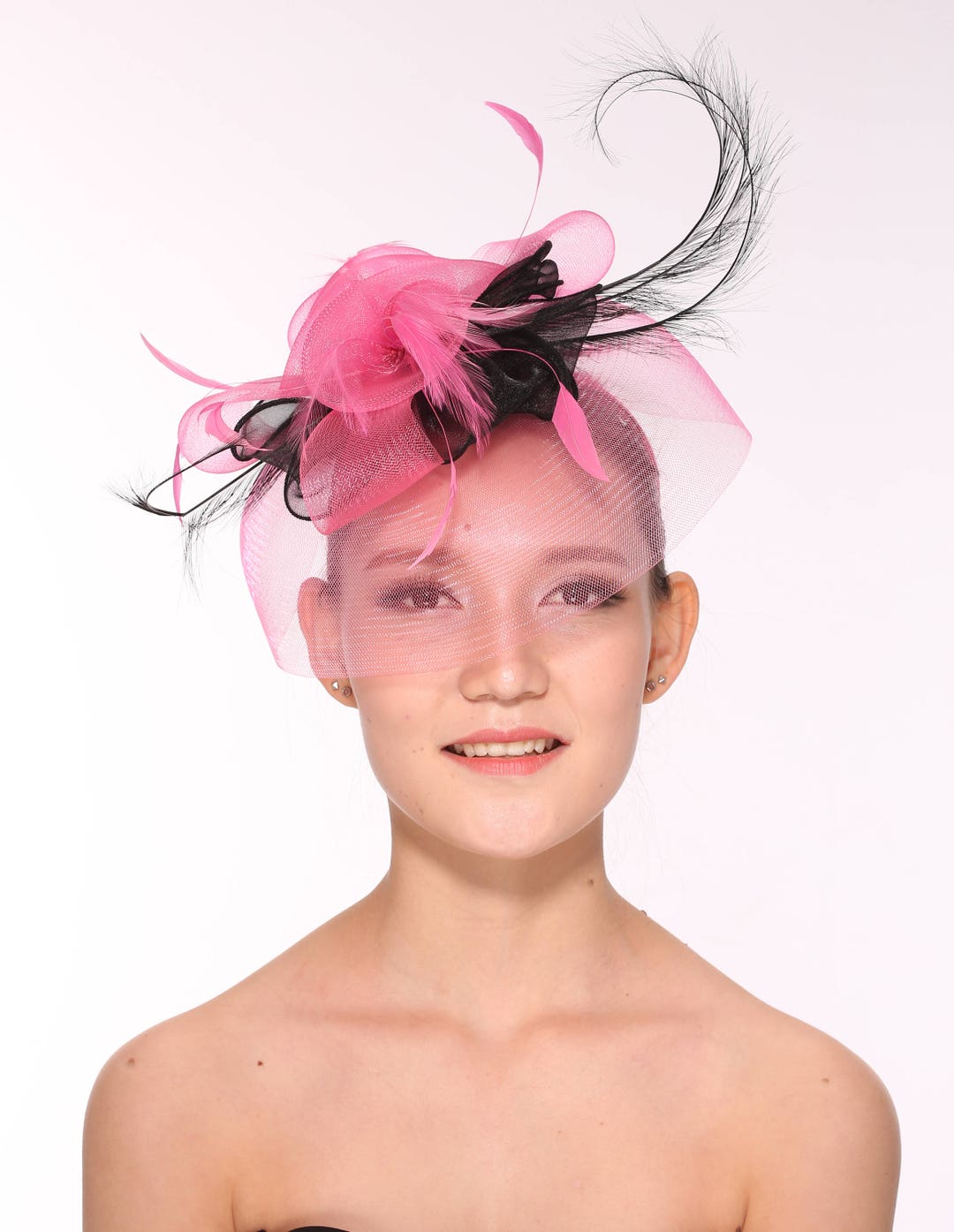 Derbywedding Feather Floral Organza Headband Fascinator Hat  display picture 3