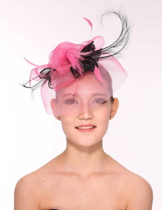 Derbywedding Feather Floral Organza Headband Fascinator Hat  display picture 3