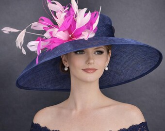Extra Large Kentucky Derby Hat Black/pink Ascot Hat Wedding  display picture 2