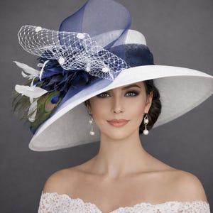 Blue Hat W Feathers - Etsy display picture 1
