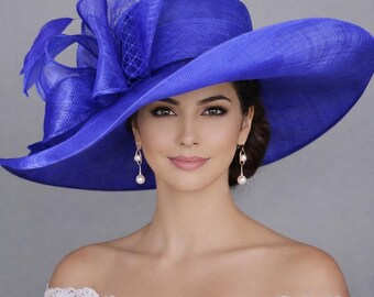 Royal Blue and Green Kentucky Derby Hat Church Hat High Tea  display picture 3