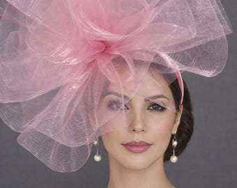 Pink Fascinator Hat, Kentucky Derby Hat, Wedding Guest Hat,Tea Garden Party Hat,Mother Of The Bride Hat, Photshoot hat, Ascot Royal