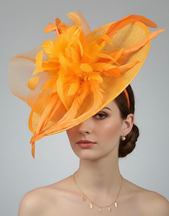 Sinamay Feather Flower Fascinator Clip Church Derby Tea Party Hat Christmas Sinamay Flower Fascinator Perfect Wedding Hat  main image 3