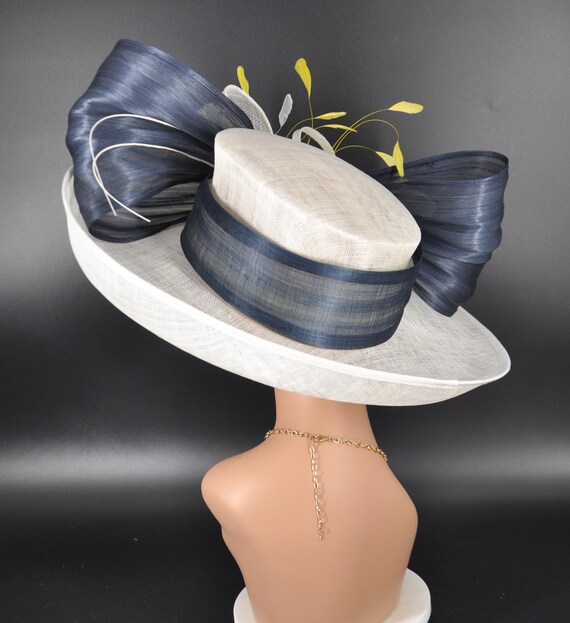Wide Brim Kentucky Derby Hat, Ascot Hat for Wedding & Tea 