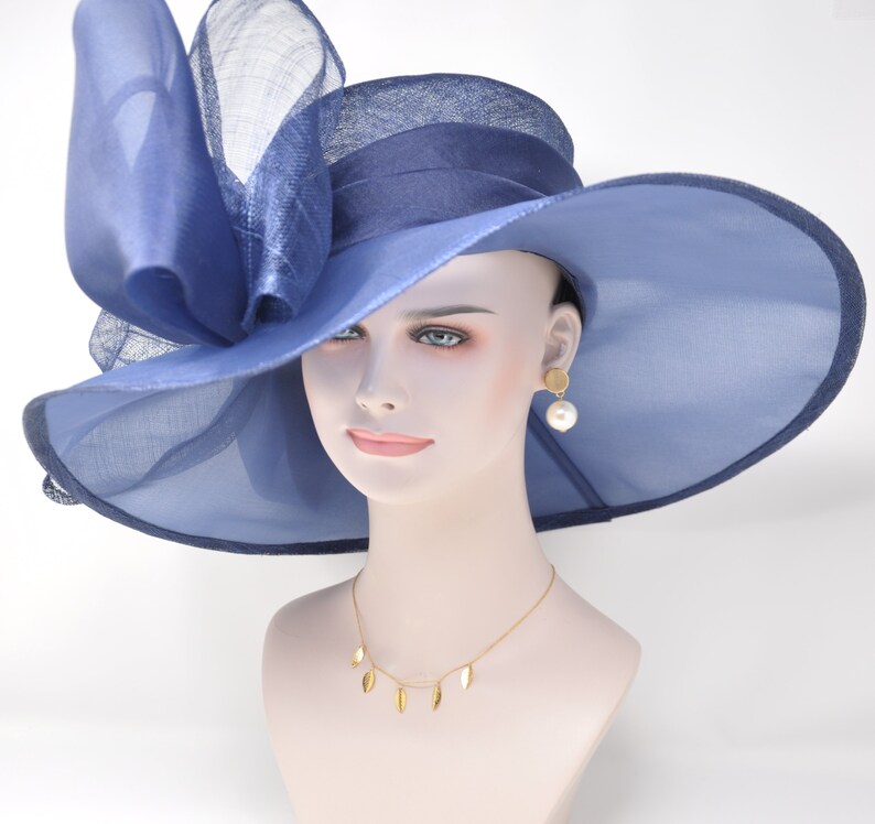 Navy Blue Kentucky Derby Hat Church Hat Wedding Hat Easter Etsy