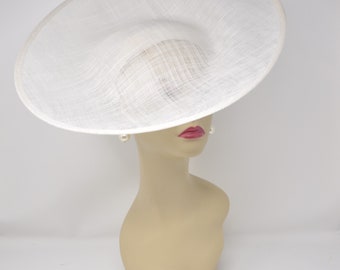 White Sinamay Fascinator Hat, Kentuckt Derby Hat, Ascot Royal Hat, Wedding Hat, Tea Garden Party Hat,DIY Millinery Supply