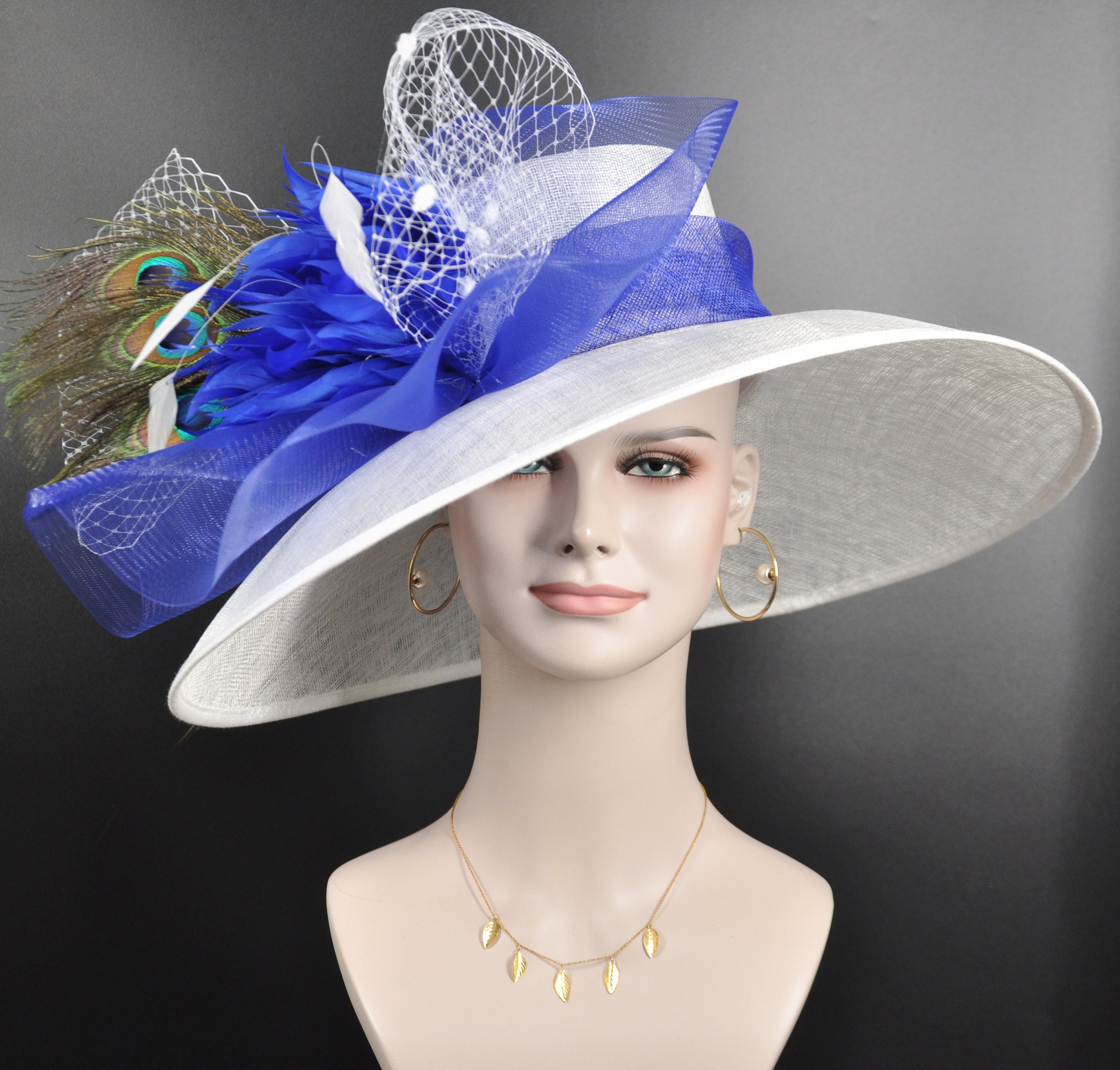 NEW! Stunning Royal Blue Kentucky Derby Hat SD22( Royal Blue /20 Colors )kentucky Derby Hat, Church Hat  main image 2