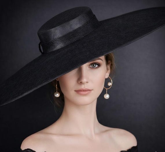 Wide Brim Kentucky Derby Fascinator Hat, Ascot Hat for  display picture 2