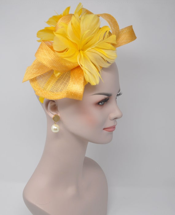 Derby Hat Feather Floral Sinamay Headband Fascinator  display picture 2