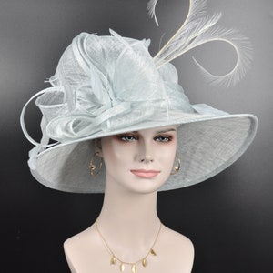 Powder Blue Wide Brim Sinamay Hat, Kentucky Derby Hat, Church hat, Tea Party Hat, Custom hat, Formal Hat, Fashion Hat