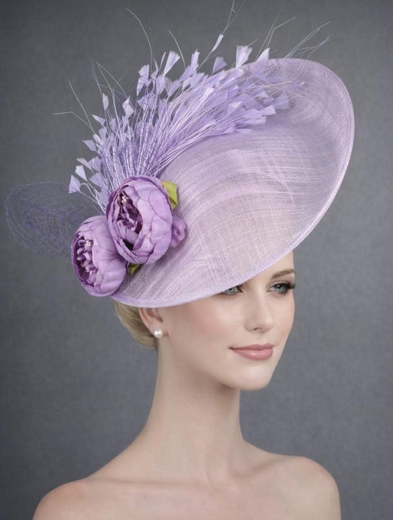 Lavender Goose Feather Peony Fascinator Hat Kentucky Derby  display picture 3
