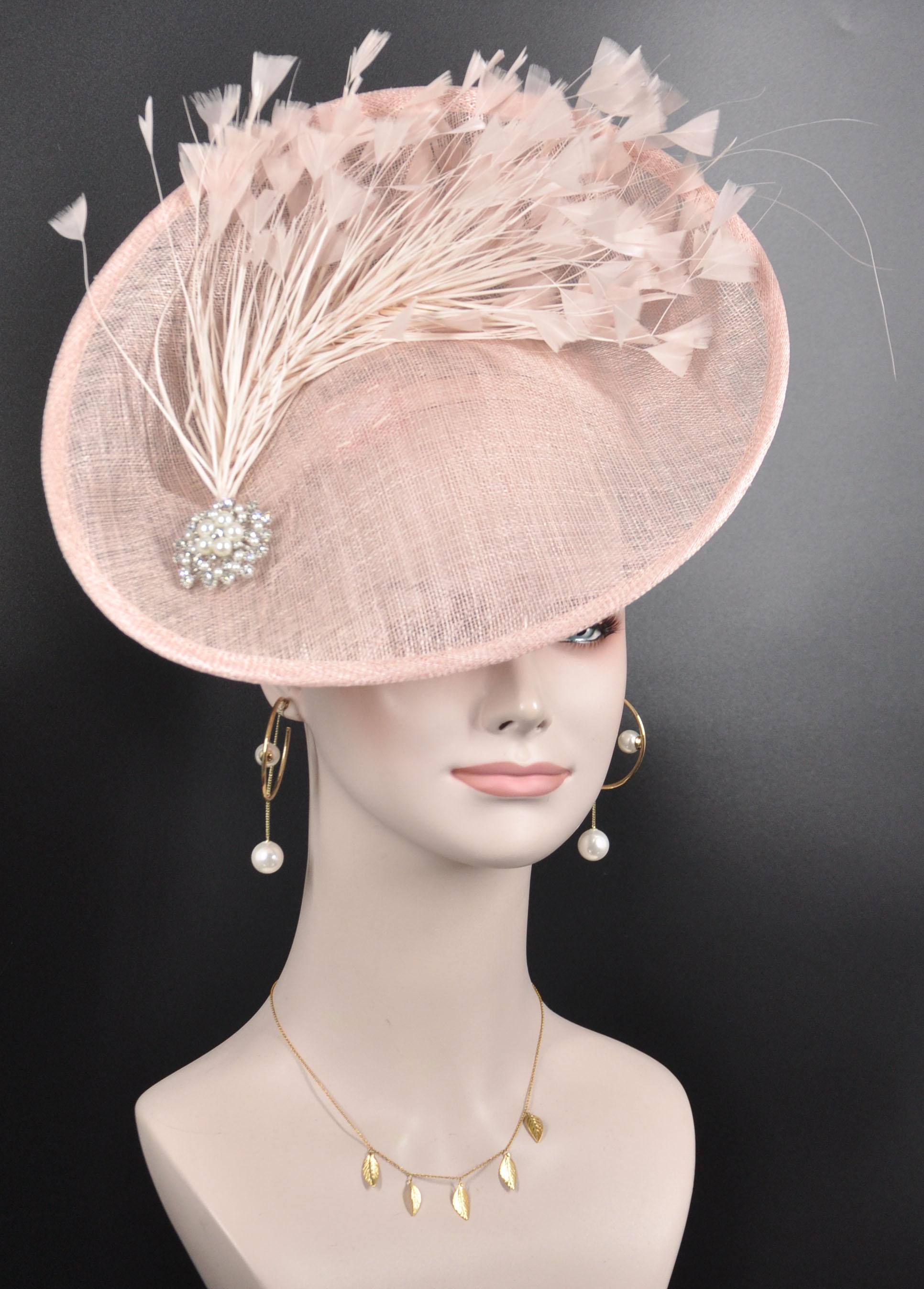 Pink fascinator.  Beautiful pink, silver and pearls kentucky derby hat fascinator crystal silver headband, ivory  main image 4