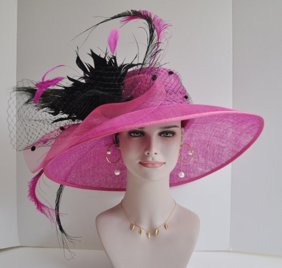 NWT Hot Pink & Black Large Kentucky Derby Hat. One Size. (Bought multiple) NWT Hot Pink & Black Large Kentucky Derby Hat. One Size  main image 3