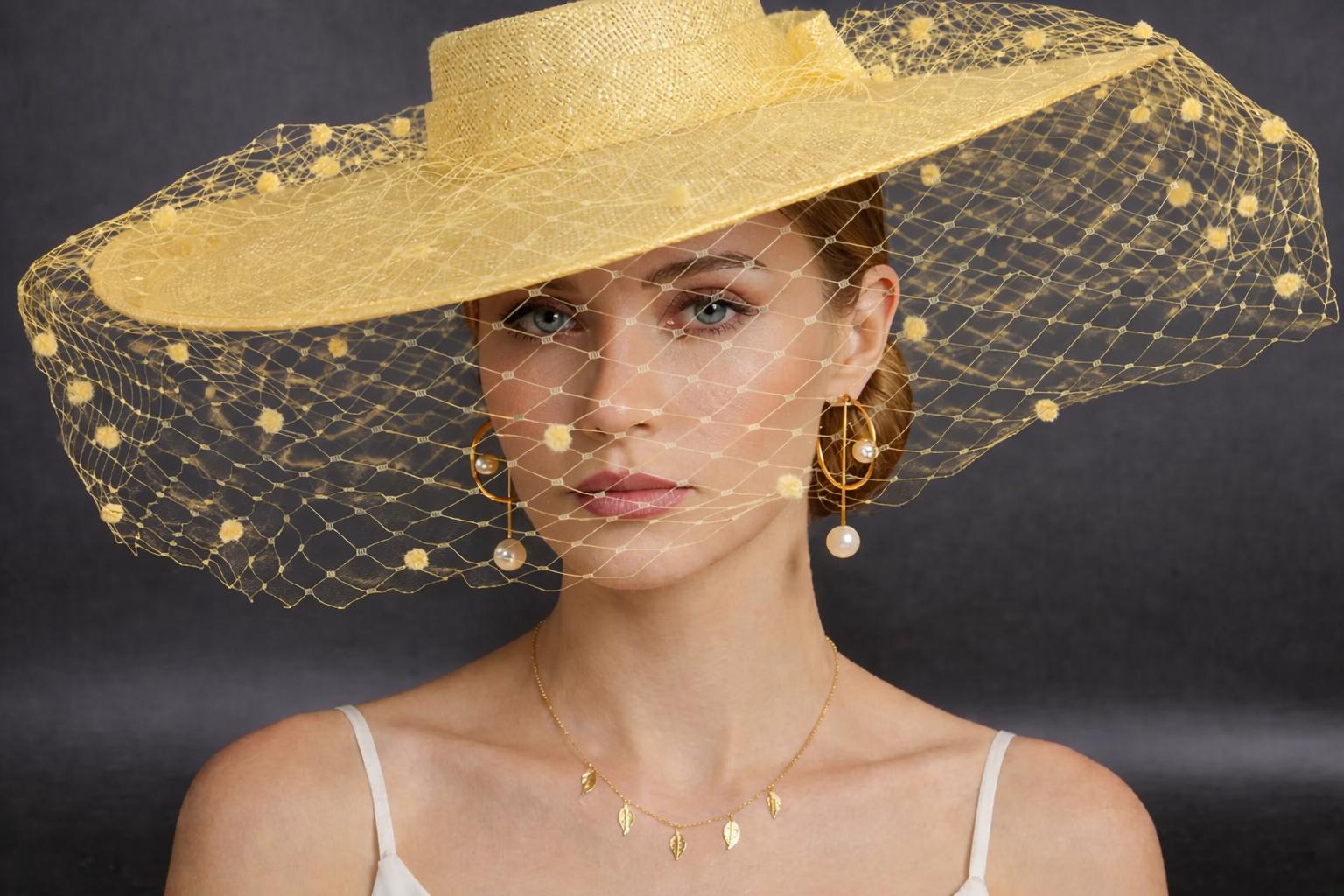 Yellow Boater Hat - Etsy display picture 3