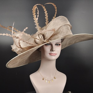 22089 Taupe+More colors Options Royal Ascot Horse Race Oaks day hat Carriage Tea Party Wedding Kentucky Derby Hat Party Hat