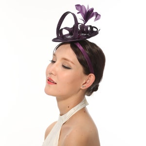 Loop Fascinator Hat for Weddings,church Tea Party Purple