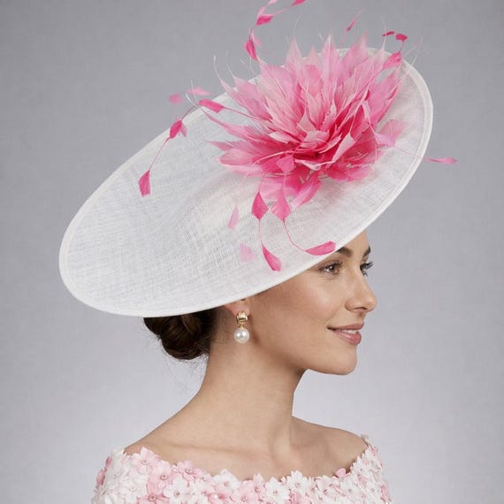 White Mix Pink Feather Flower Fascinator for Kentucky Derby  display picture 2