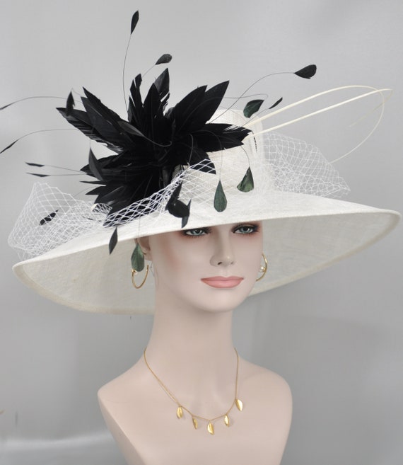 Kentucky Derby Hat White Fascinator Floral Feather Fascinator Headwear Oaks Tea il_1080xN.7673987746_jh2w.jpg main image 4
