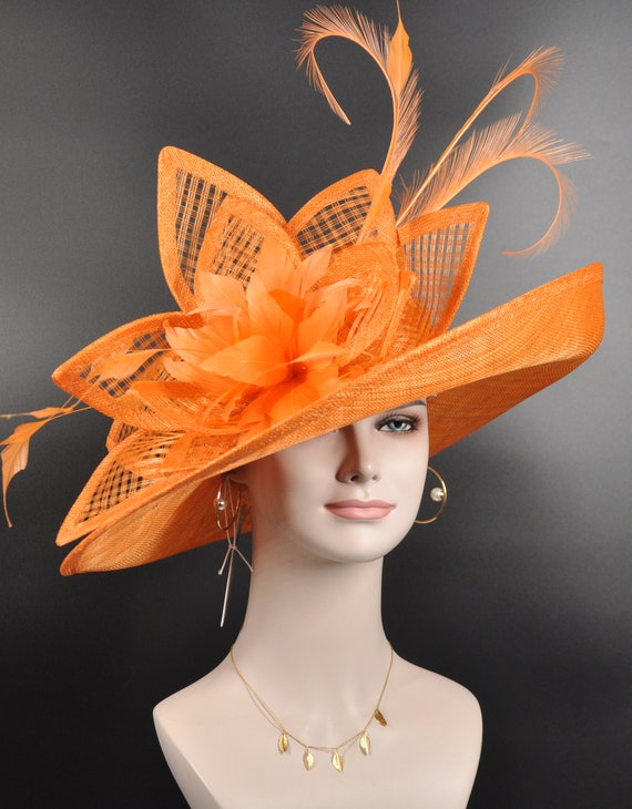 Bright Orange Wide-Brim Hat The Taylor | Orange Rabbit Fur Felt Fedora – Agnoulita Hats main image 4