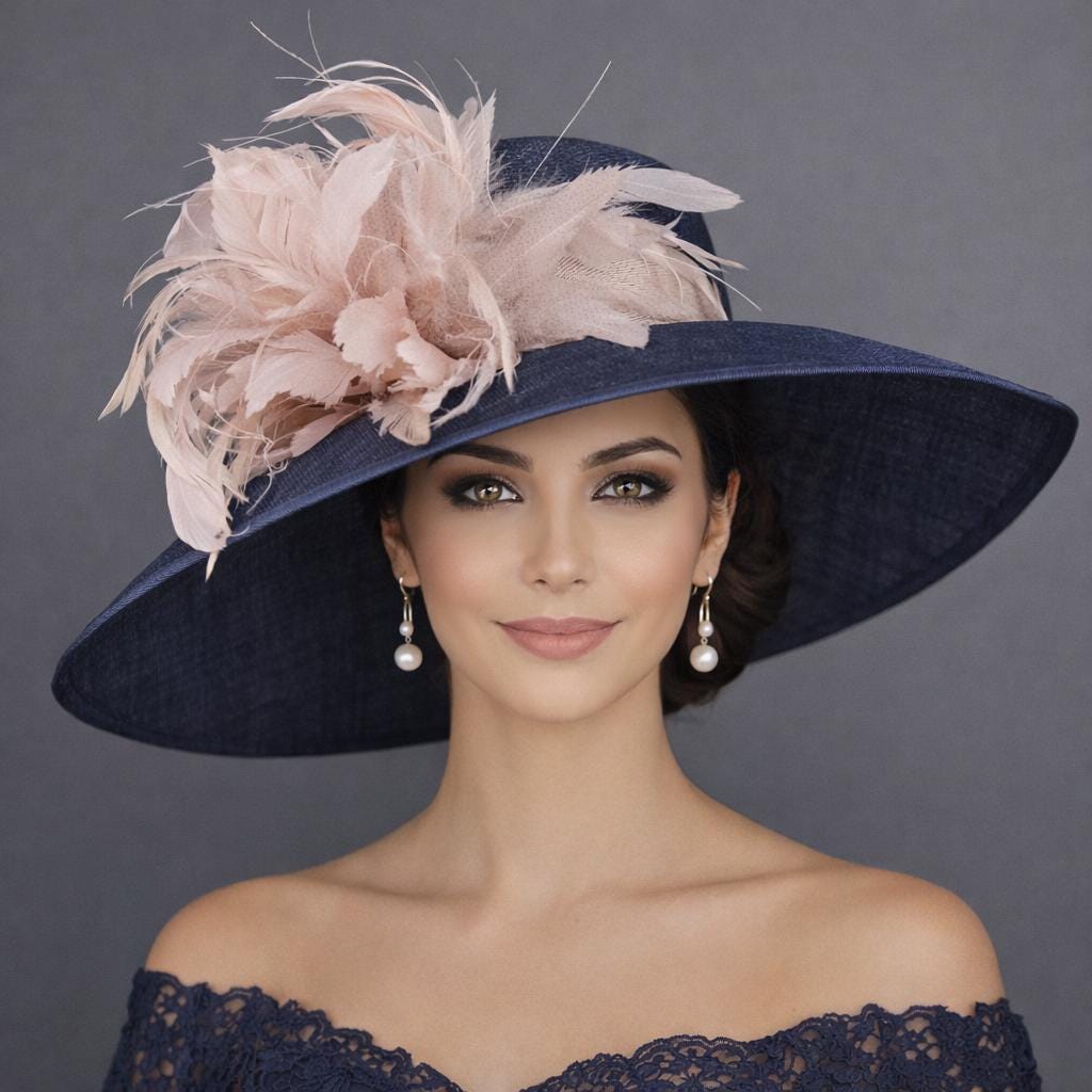 Blush Blue Derby Slim Sinamay Fascinator Blush Pink Sinamay  display picture 2