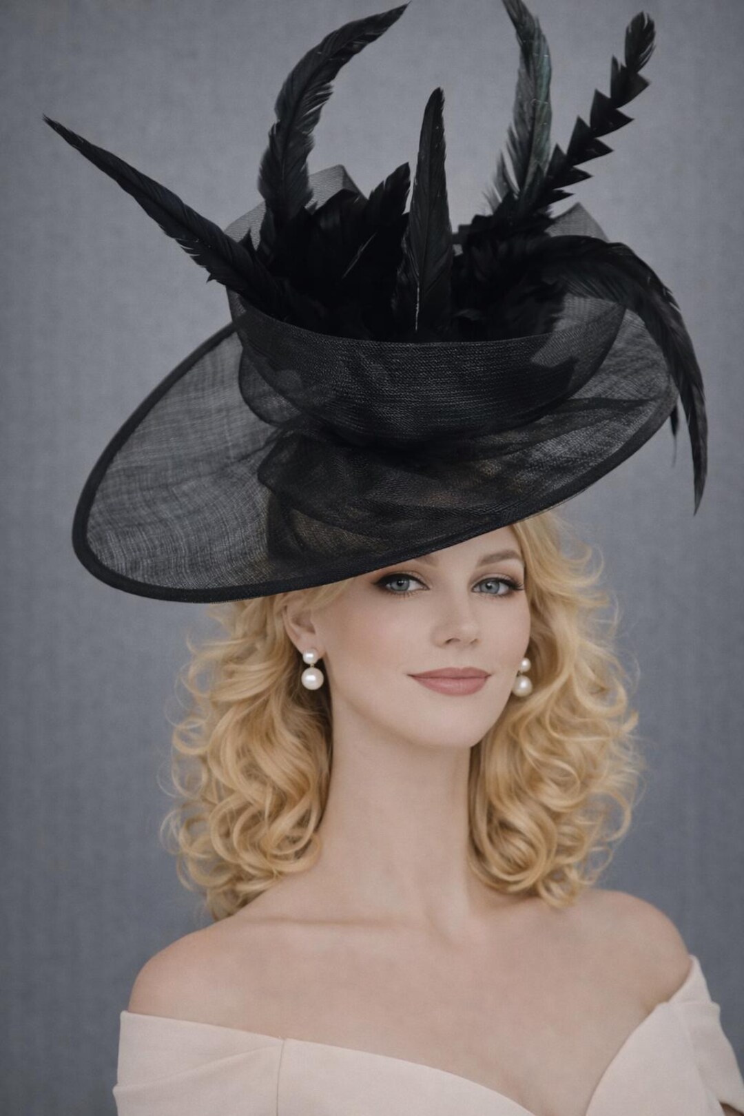 Black Fascinator Hat Kentucky Derby Hat Wedding Church Tea  display picture 1