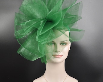 Fascinator Hat Church Kentucky Derby Hat Tea Party Wedding Easter Day Hat Royal Ascot Horse Race Oaks day hat Cocktail Hat Green